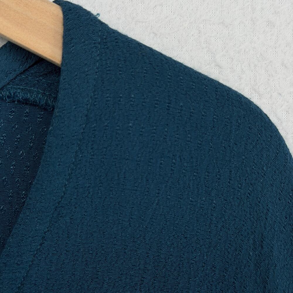 EILEEN FISHER Top S Rayon Crepe Button Up Cardigan Long Sleeve Blue VTG USA - Picture 7 of 11